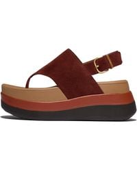 Fitflop - Women F-mode Stack Suede Back-strap Toe-post Sandals - Lyst