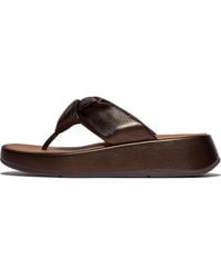Fitflop - F-Mode Knot Soft-Leather Flatform Toe-Post Sandals, Markdown - Lyst