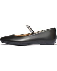 Fitflop - Delicato Pearls-And-Crystal Soft-Leather Mary Janes - Lyst