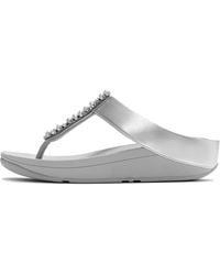 Fitflop - Fino Pearls-And-Crystal Metallic Toe-Post Sandals - Lyst