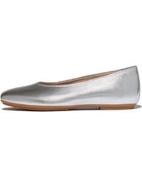 Fitflop - Delicato High-Cut Metallic Soft-Leather Ballerinas - Lyst