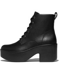 Fitflop - Platfforms Leather Heeled Lace-Up Boots - Lyst