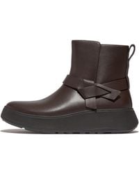 Fitflop - F-Mode Folded-Knot Leather Flatform Short Boots - Lyst