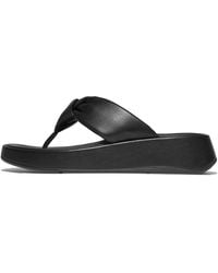 Fitflop - F-Mode Knot Soft-Leather Flatform Toe-Post Sandals - Lyst