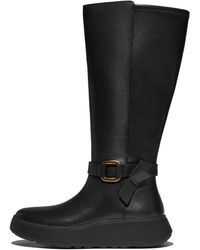 Fitflop - F-mode Square-ring Leather Flatform Tall Boots - Lyst