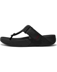 Fitflop - Trakk Ii Leather Toe Post Flip Flop Sandals - Black - Lyst