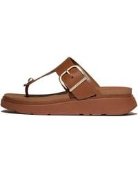 Fitflop - Gen-Ff Buckle Leather Toe-Post Sandals - Lyst