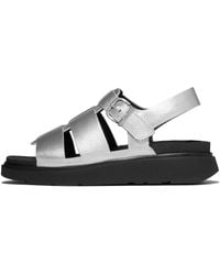Fitflop - Gen-Ff Metallic Tumbled-Leather Fisherman Sandals - Lyst