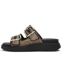 Fitflop - Gen-Ff Buckle Graphic-Weave Two-Bar Slides - Lyst