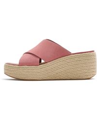 Fitflop - Platfforms Espadrille Suede Wedge Cross Slides - Lyst