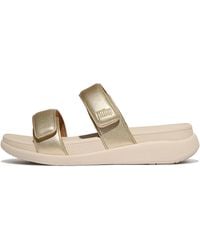 Fitflop - F-Mode Go Adjustable Two-Bar Slides Faux Leather Pu - Lyst