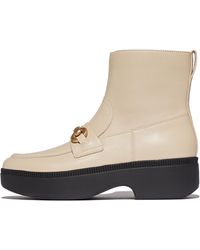 Fitflop - F-Luma Chunky-Snaffle Leather Demi-Wedge Ankle Boots - Lyst