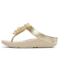 Fitflop - Fino Bead-Cluster Metallic Toe-Post Sandals - Lyst