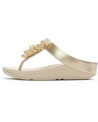 Fitflop - Fino Bead-Cluster Metallic Toe-Post Sandals - Lyst