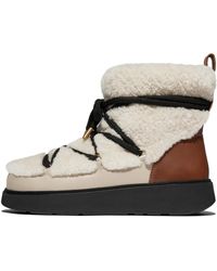 Fitflop - Gen-Ff Curly-Shearling Crisscross-Lace Ankle Boots - Lyst