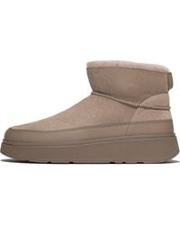 Fitflop - Gen-Ff Ultra-Mini Double-Faced Shearling Boots Leather/Shearling, Taupe, Size: Uk - Lyst