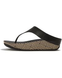 Fitflop - Lulu Lux Graphic-Weave Leather Toe-Post Sandals - Lyst