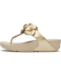 Fitflop - Lulu Flower Metallic Toe-Post Sandals - Lyst