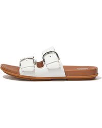 fitflop buckle up leather slides