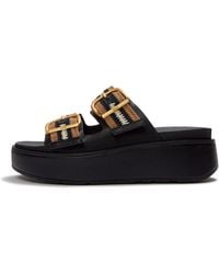Fitflop - Gen-Ff Max Buckle Stripe-Webbing Two-Bar Slides - Lyst