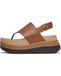 Fitflop - F-Mode Stack Leather Back-Strap Toe-Post Sandals, Markdown - Lyst