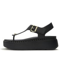 Fitflop - Gen-Ff Max Buckle Tumbled-Leather Toe-Post Sandals - Lyst
