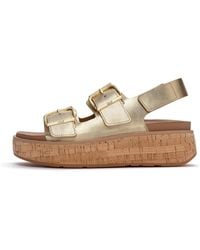 Fitflop - Gen-Ff Max Buckle Leather/Cork Back-Strap Sandals - Lyst