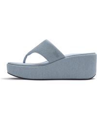 Fitflop - Platfforms Denim Wedge Toe-Post Sandals Polyester/Cotton, Light Denim, Size: Uk - Lyst