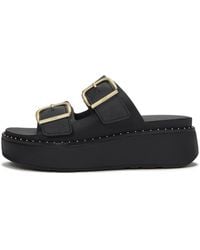 Fitflop - Gen-Ff Max Buckle Tumbled-Leather Two-Bar Slides - Lyst