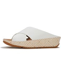 Fitflop - Lulu Lux Graphic-Weave Leather Cross Slides - Lyst