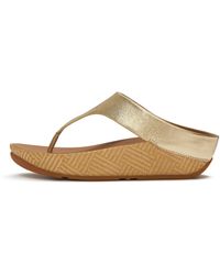 Fitflop - Lulu Lux Graphic-Weave Metallic-Leather Toe-Post Sandals - Lyst