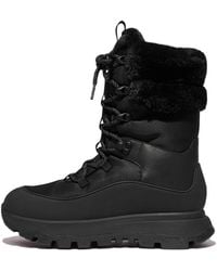 Fitflop - Women Neo-d-hyker Waterproof Plush-collar Sub-zero Mid-calf Walking Boots Polyester/leather/rubber - Lyst