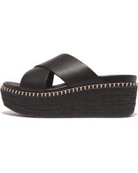 Fitflop - Women Eloise Espadrille Leather Wedge Cross Slides, Outlet - Lyst