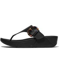 Fitflop - Lulu Resin-Buckle Leather Toe-Post Sandals, All, Size: Uk - Lyst