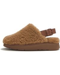 Fitflop - Gen-Ff Shearling Back-Strap Mules Leather/Shearling, Terracotta, Size: Uk - Lyst