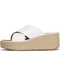 Fitflop - Platfforms Espadrille Leather Wedge Cross Slides - Lyst