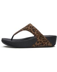 Fitflop - Lulu Leopard Suede Toe-Post Sandals - Lyst