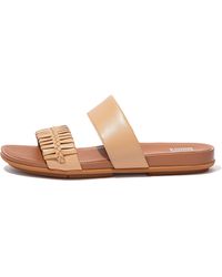 fitflop buckle up leather slides