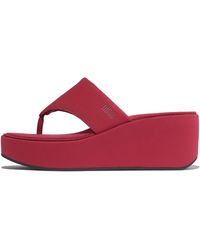Fitflop - Platfforms Wedge Toe-Post Sandals Fabric, Markdown, Berry, Size: Uk - Lyst