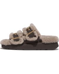 Fitflop - Gen-Ff Shearling Two-Bar Slides - Lyst