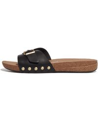 Fitflop - Iqushion Adjustable Buckle Leather Sliders - Lyst