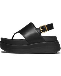 Fitflop - Women F-mode Stack Leather Back-strap Toe-post Sandals - Lyst