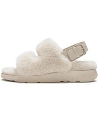 Fitflop - Gen-Ff Shearling Two-Bar Sandals Leather/Shearling, Ivory, Size: Uk - Lyst