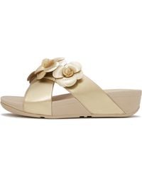 Fitflop - Lulu Flower Metallic Cross Slides - Lyst