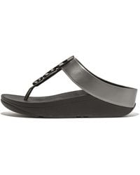 Fitflop - Halo Bead-Circle Metallic Toe-Post Sandals Faux Leather, Pewter, Size: Uk - Lyst
