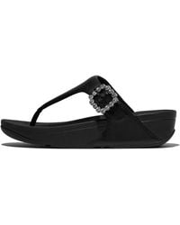 Fitflop - Lulu Crystal-Buckle Leather Toe-Post Sandals, All, Size: Uk - Lyst
