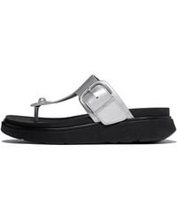 Fitflop - Gen-Ff Buckle Metallic Tumbled-Leather Toe-Post Sandals - Lyst