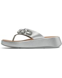 Fitflop - F-Mode Ultra-Jewel Metallic-Leather Toe-Post Sandals - Lyst