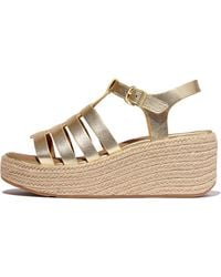 Fitflop - Women Platfforms Espadrille Metallic-leather Fisherman Wedge Sandals - Lyst