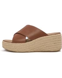 Fitflop - Platfforms Espadrille Leather Wedge Cross Slides - Lyst